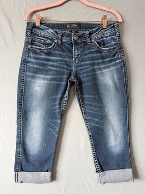 Silver Jeans Womens Denim Aiko Low Capri Size 29 Summer Casual Neutral Everyday